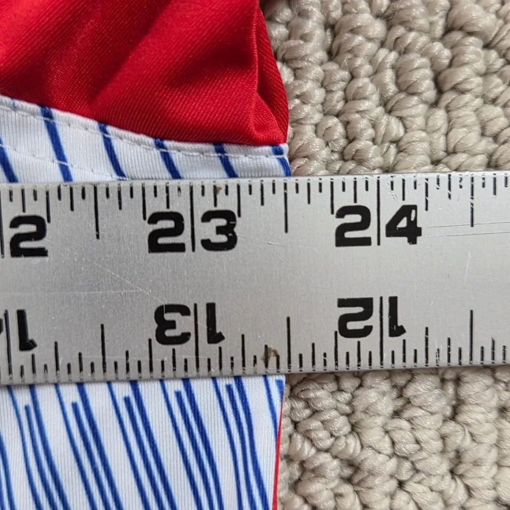 Puma Golf Polo Shirt Red‎ White Blue Stripe Pinstripe Men's Large